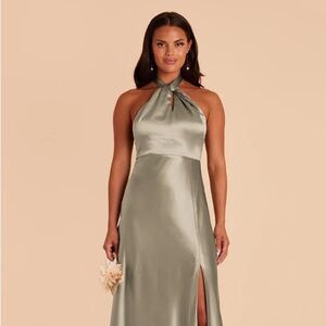 Birdy Grey Monica Shiny Satin Dress - Moss Green